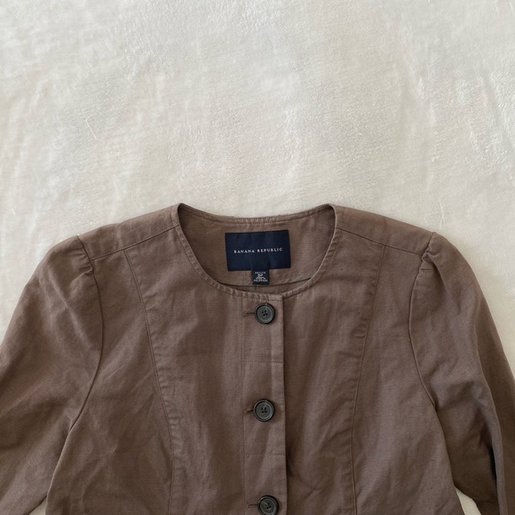 Banana Republic Brown Button Down Jacket Size 8 Petite - Picture 2 of 7
